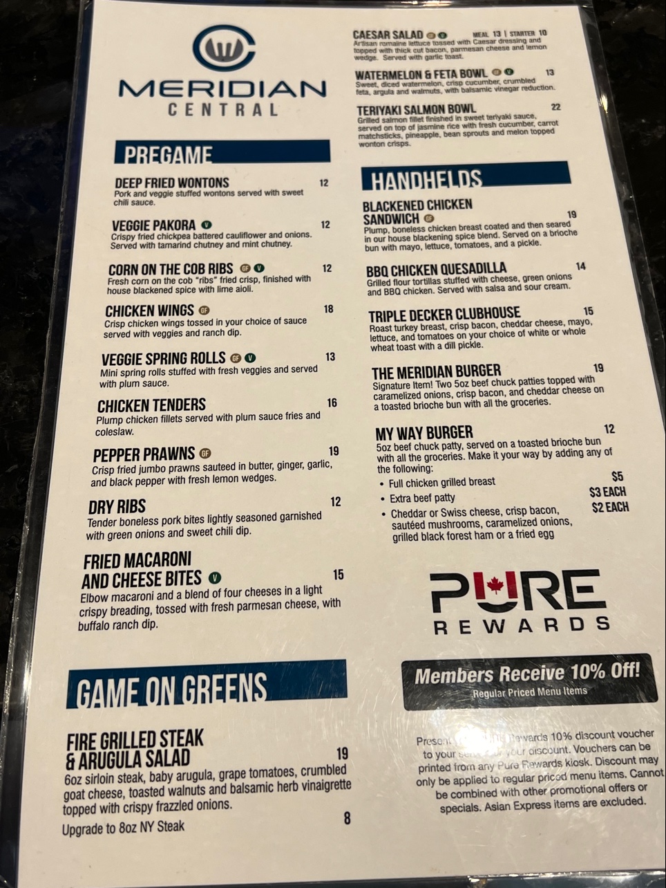 Meridian Central Menu