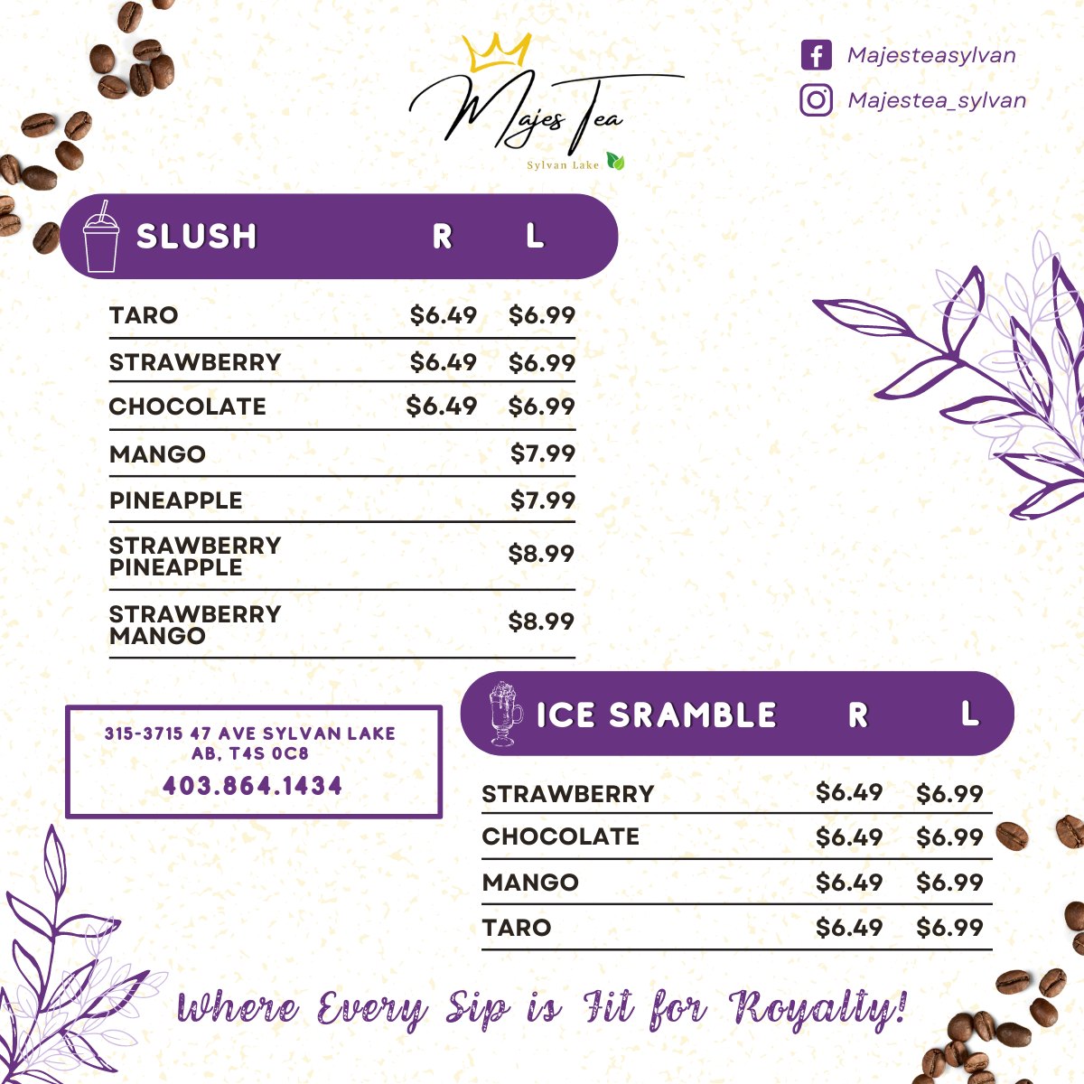 MajesTea Menu