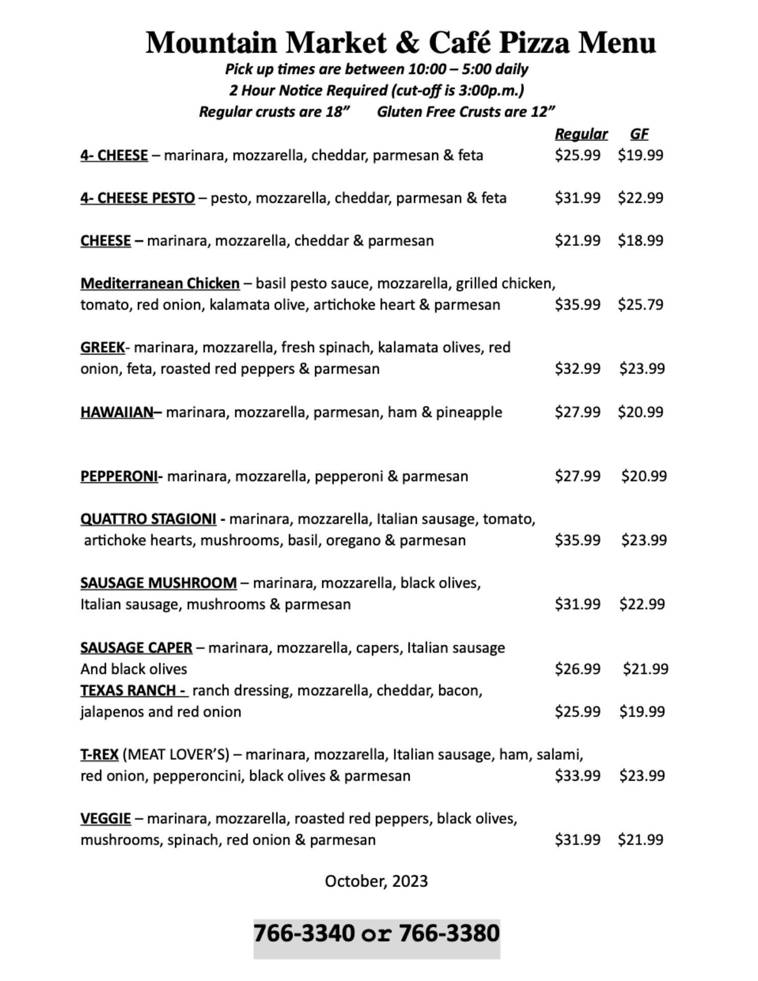 Ripinsky Roasters Menu
