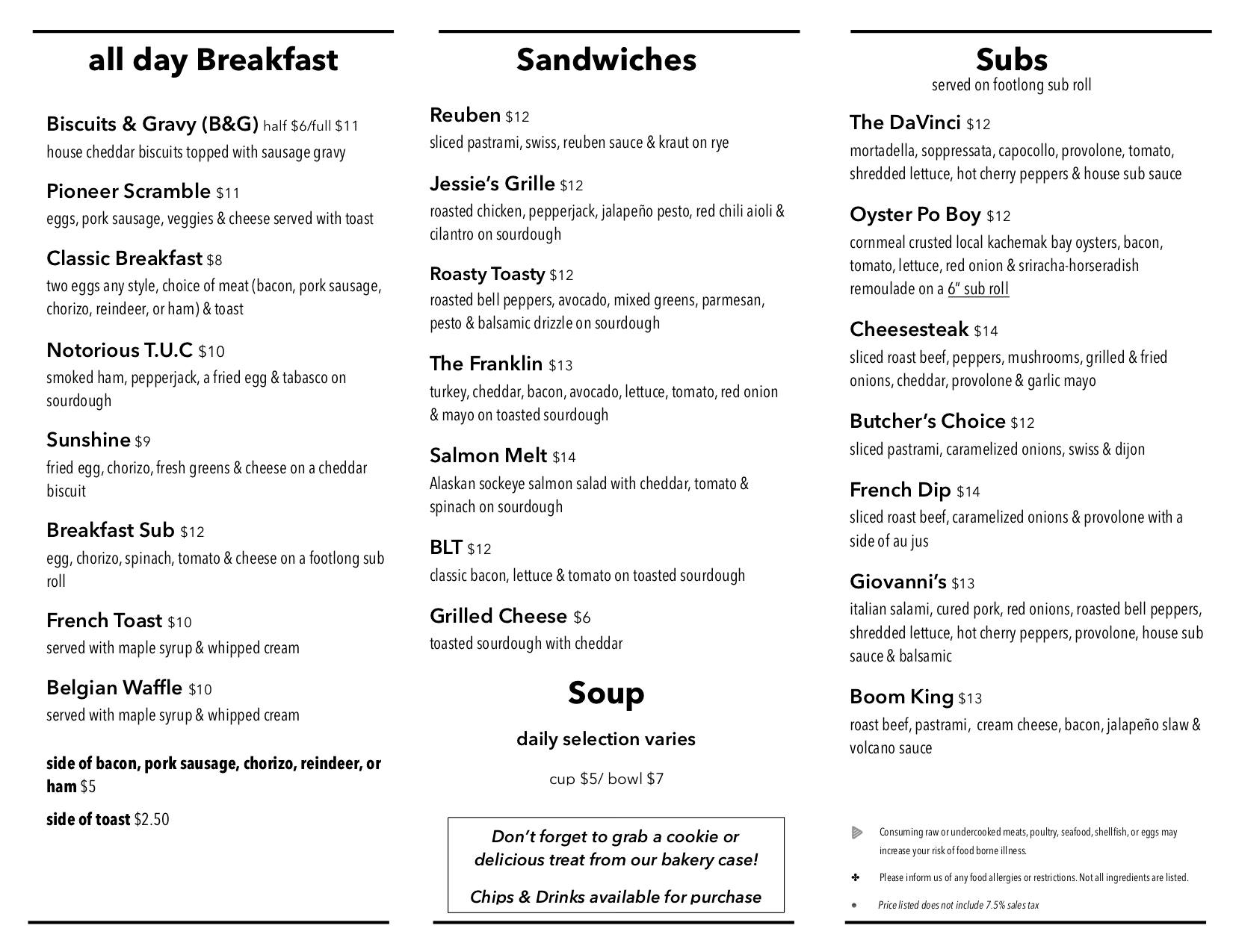 Mike's Late Show Menu