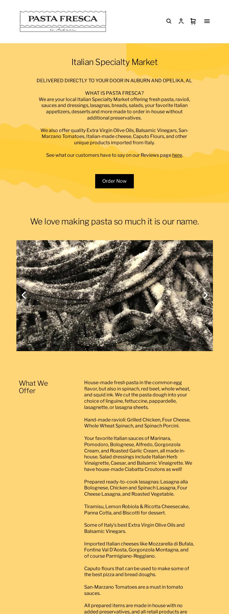 Pasta Fresca di Auburn Menu