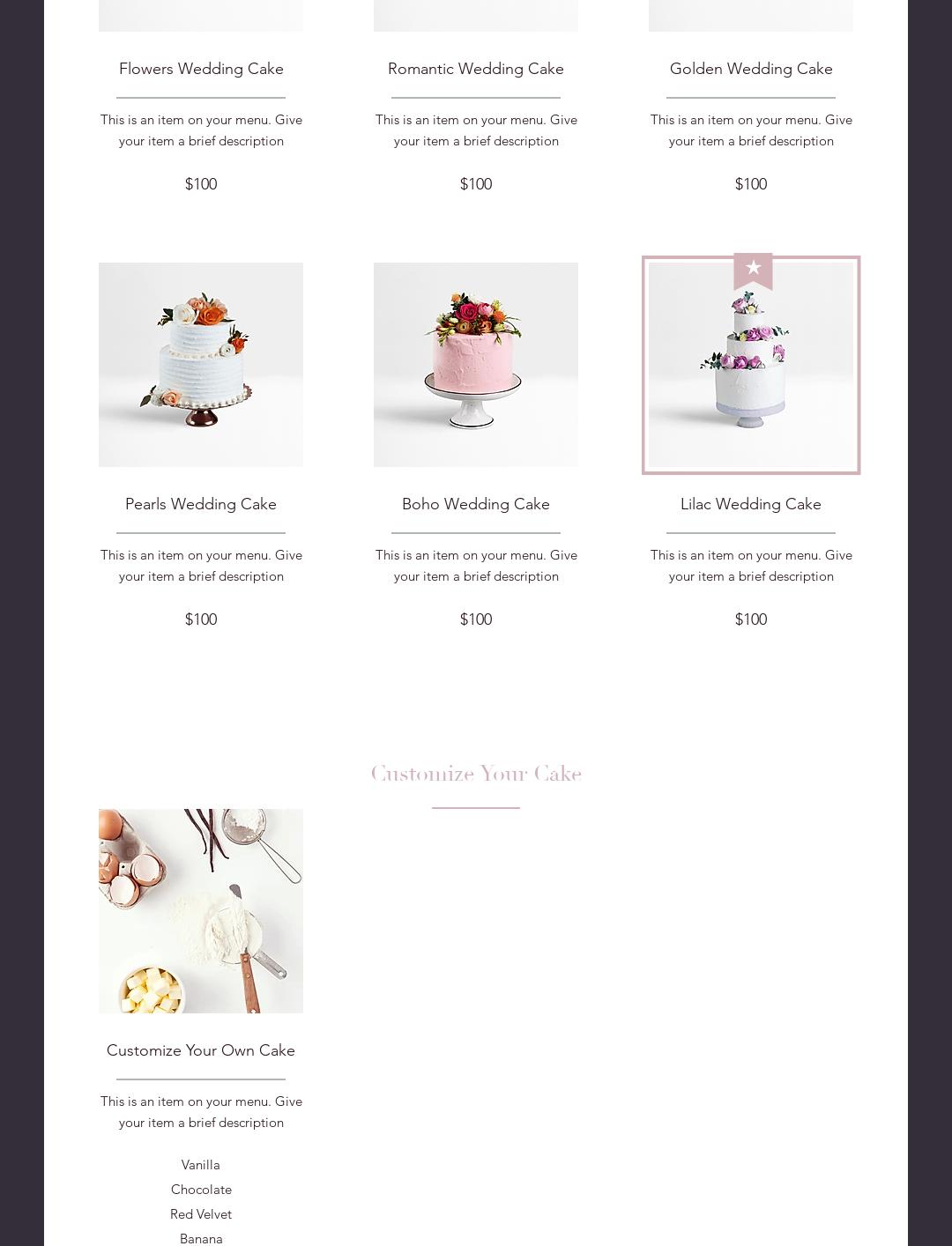 Sinful Sweetz featuring Cakes by Lee Menu