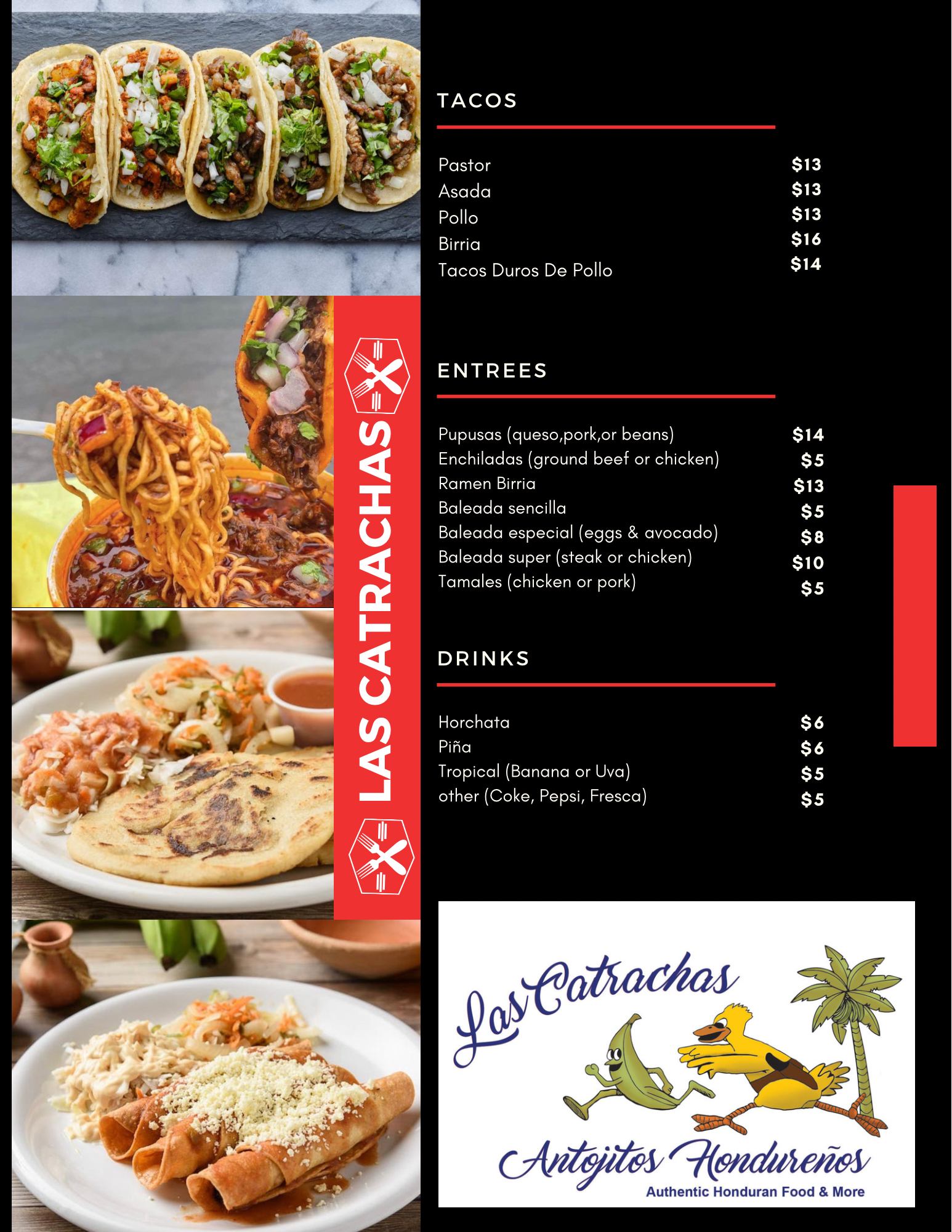Las catrachas (downtown) Menu