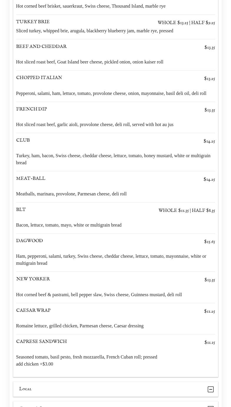 The Deli Press Menu