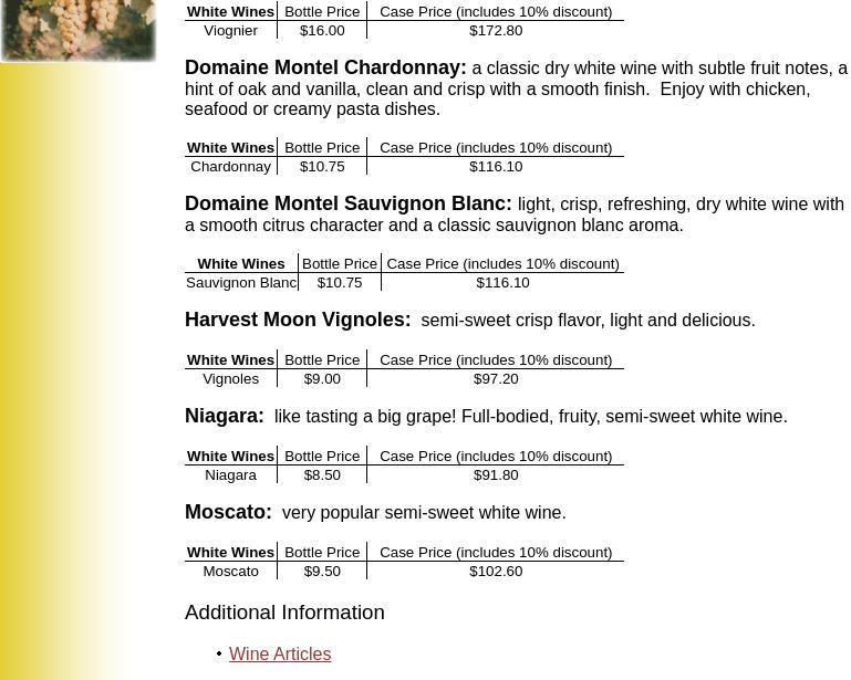 Mount Bethel Winery Menu