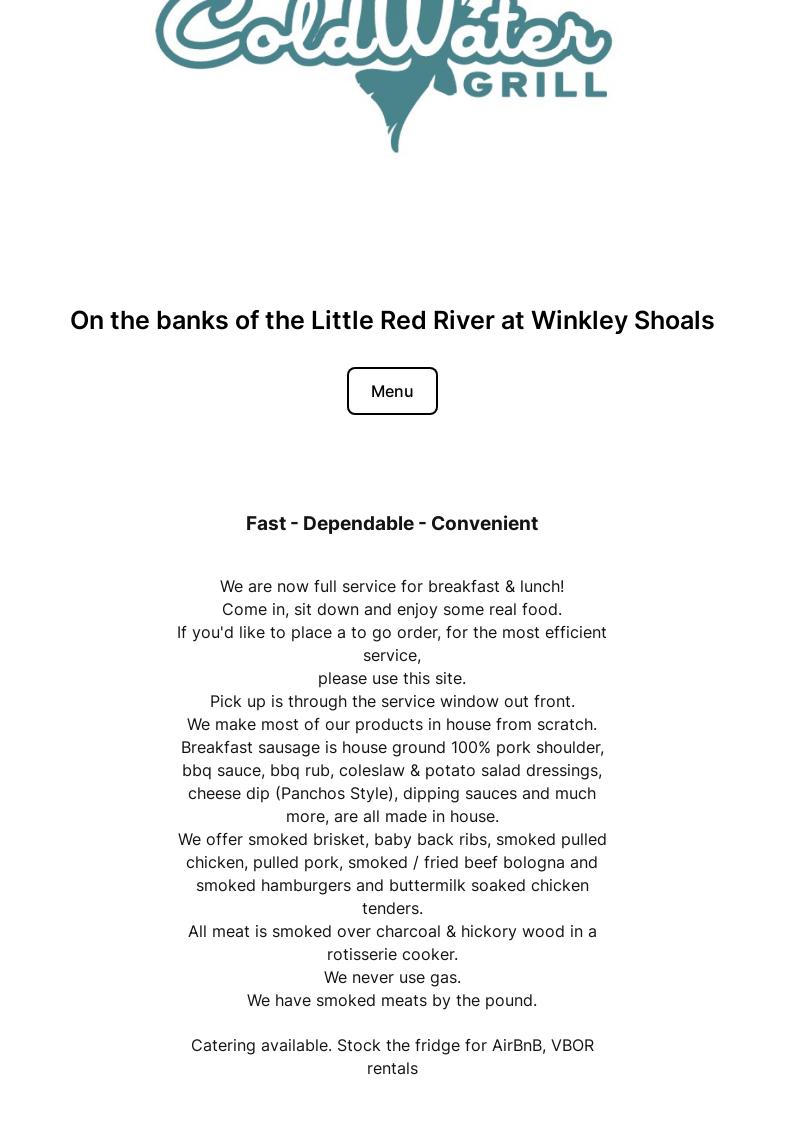 ColdWater Grill Menu