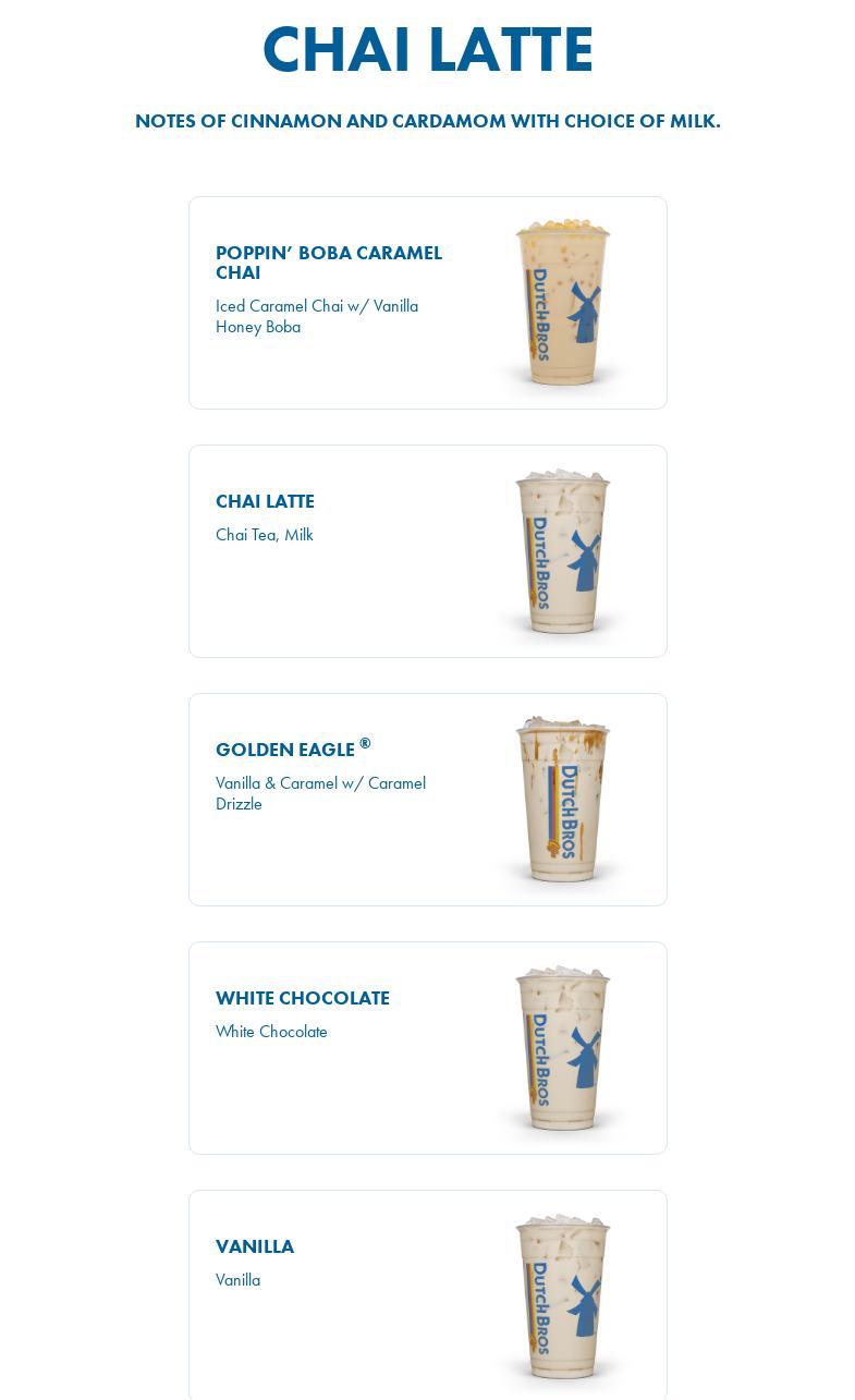 Dutch Bros Coffee Menu