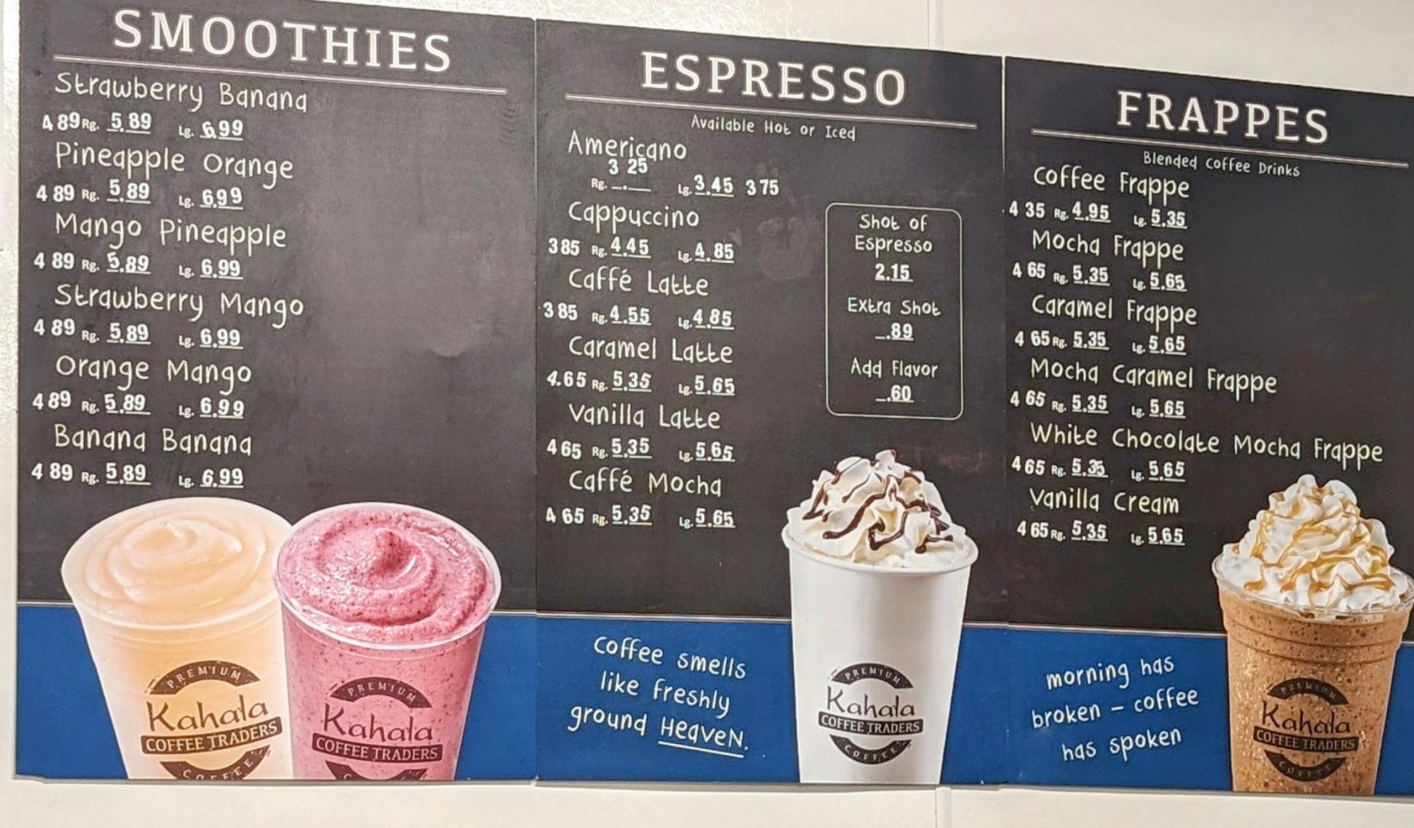 Kahala Coffee Traders Menu