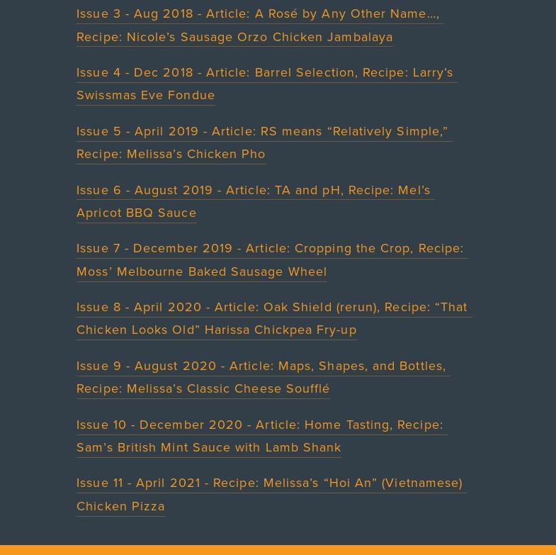 Intersection Estate Winery Menu