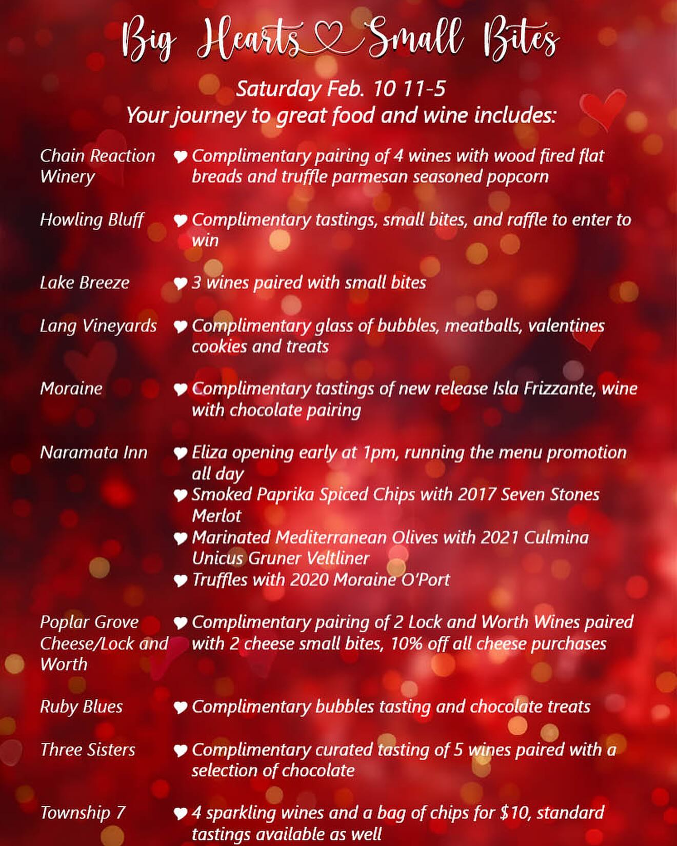 Moraine Estate Winery Menu