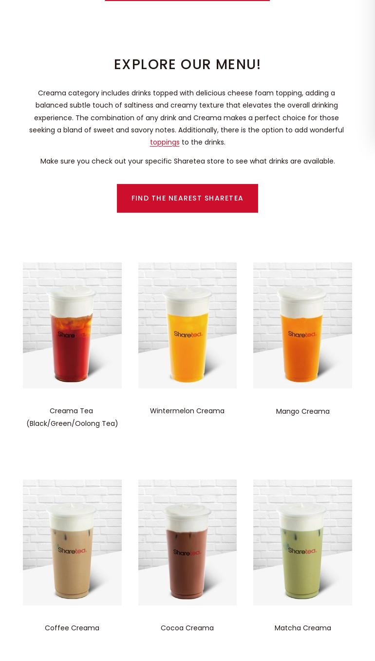 Sharetea South Surrey Menu