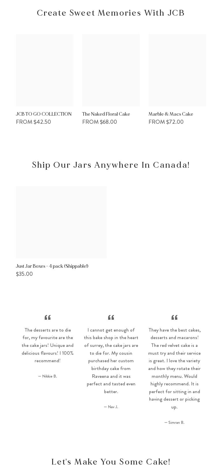 Just Cakes Bakeshop - Cloverdale Menu