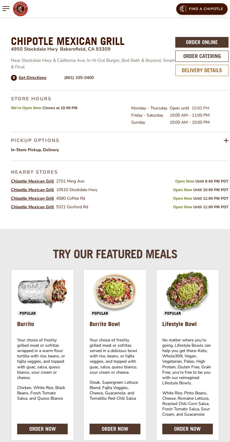 Chipotle Mexican Grill Menu
