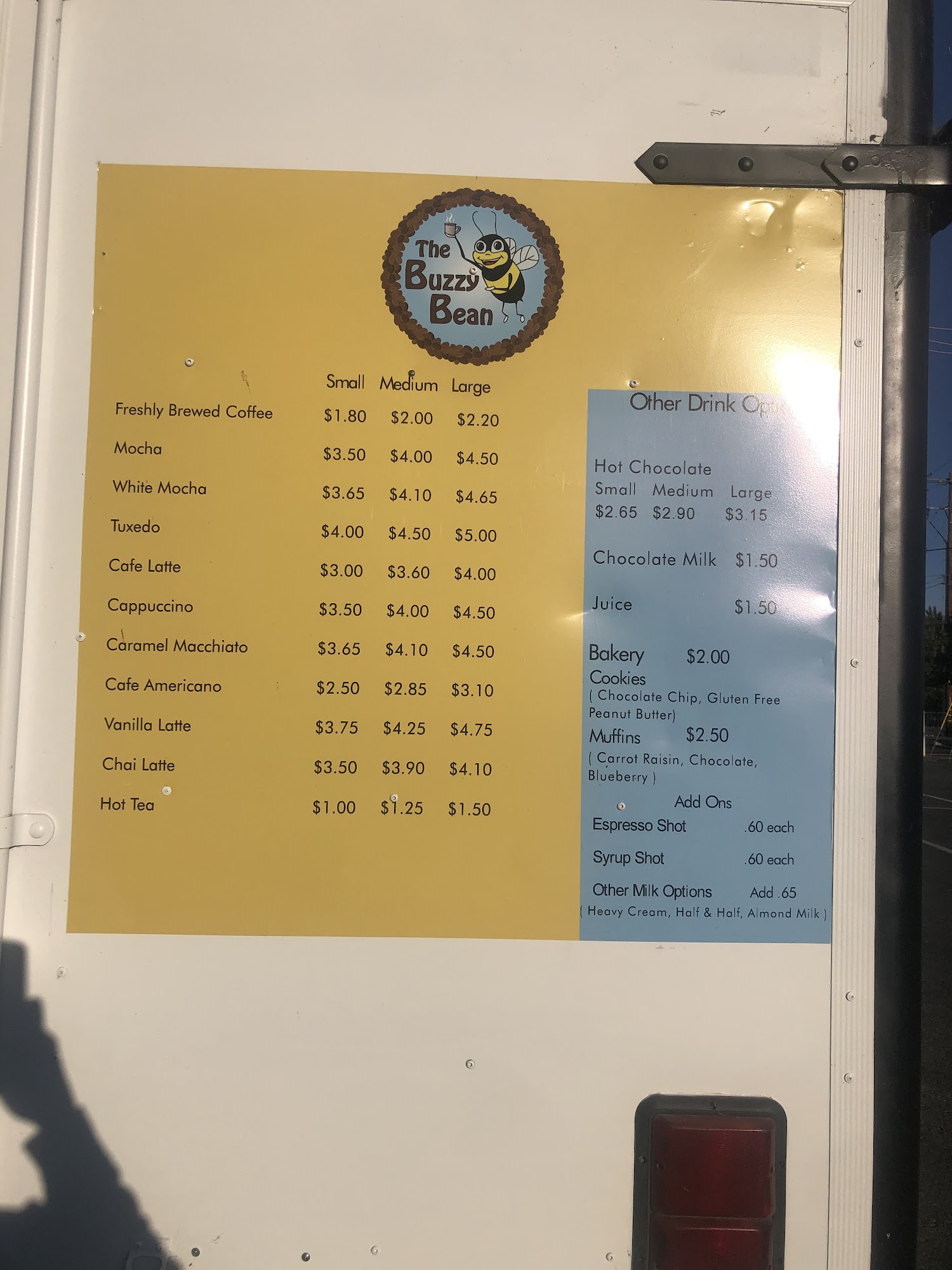 The Buzzy Bean Menu