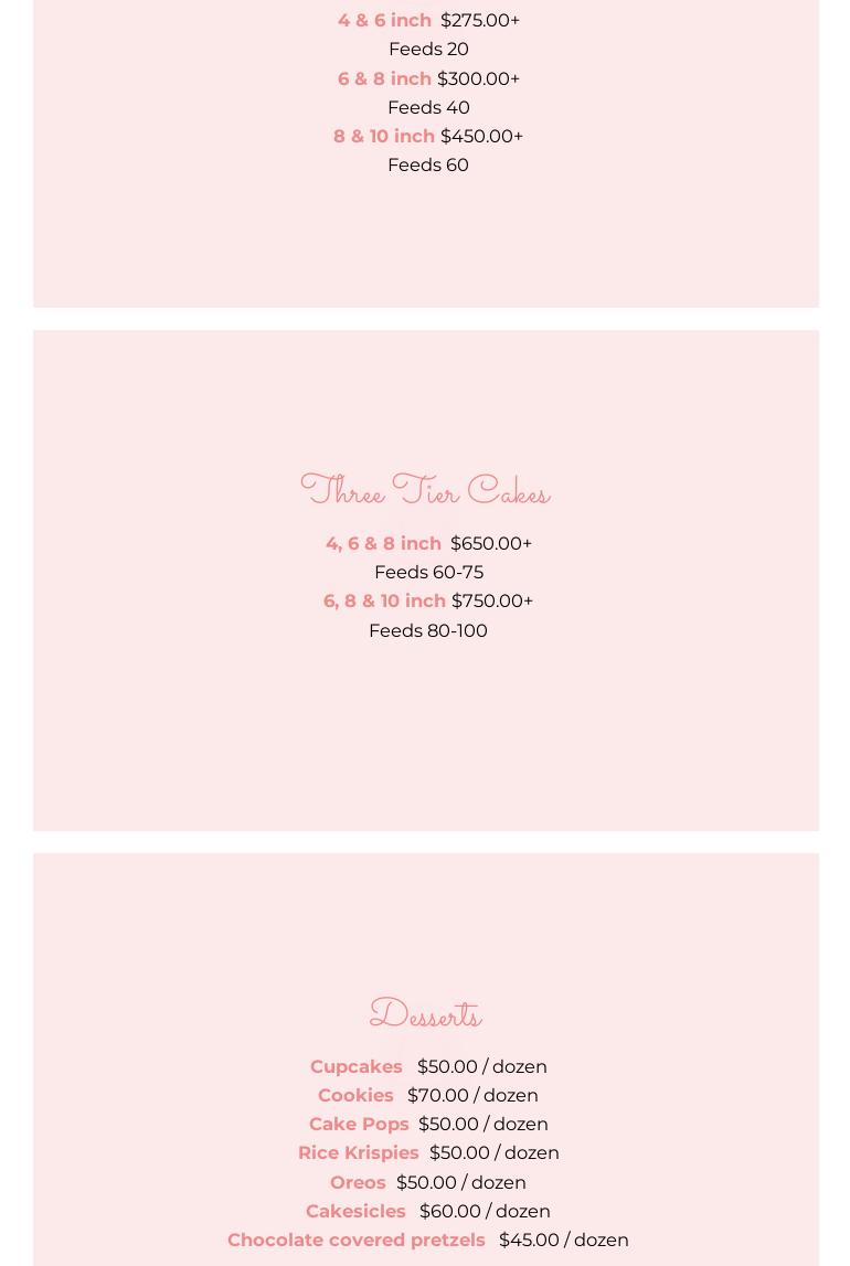 Dream of Me Bakery Menu