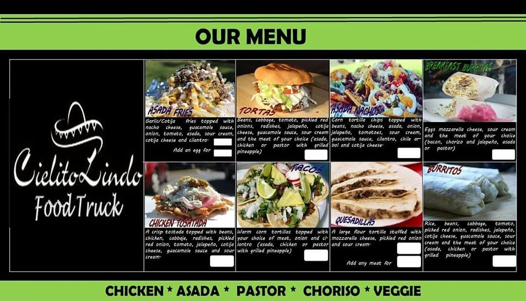 Cielito lindo food truck Menu