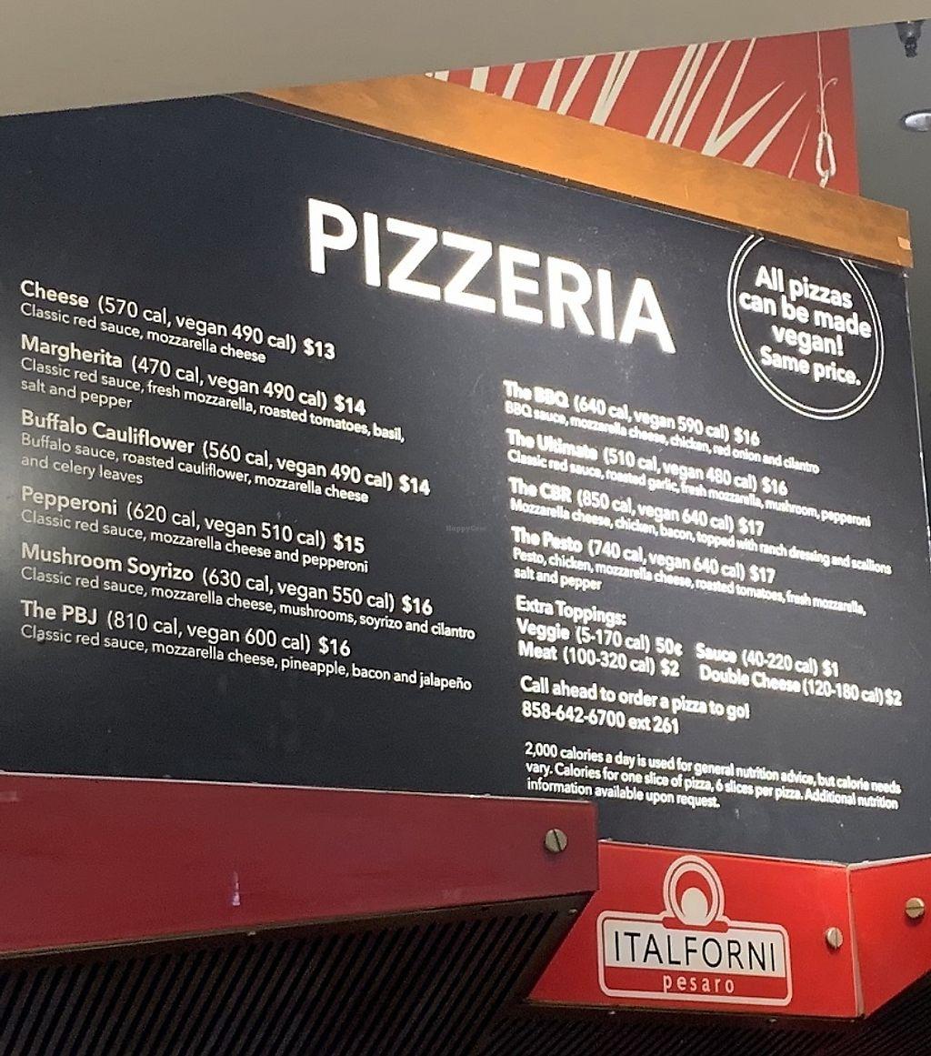 La Jolla Pizza Menu