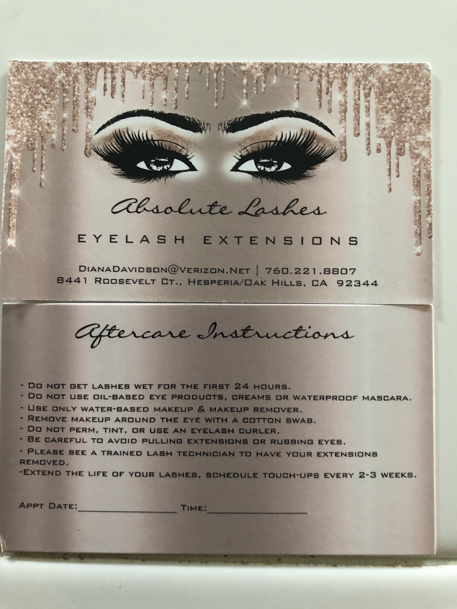 Absolute EyeLash Extensions 8441 Roosevelt Ct Hesperia, Oak Hills California 92344