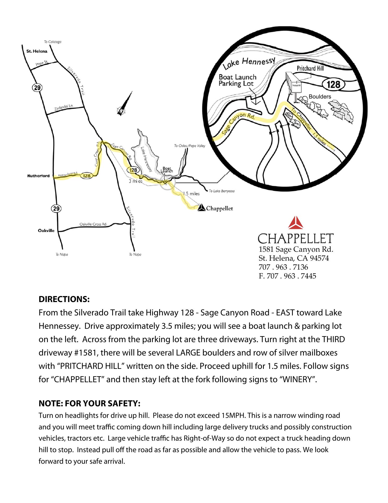 Chappellet Winery Menu