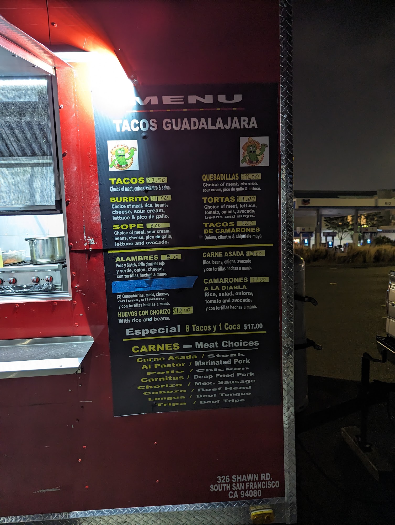 Tacos Guadalajara Menu
