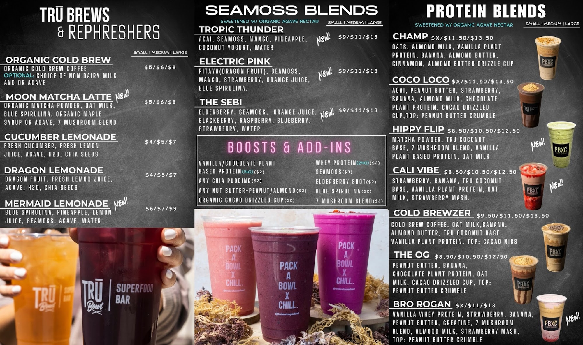 Tru Bowl Superfood Bar Claremont Menu