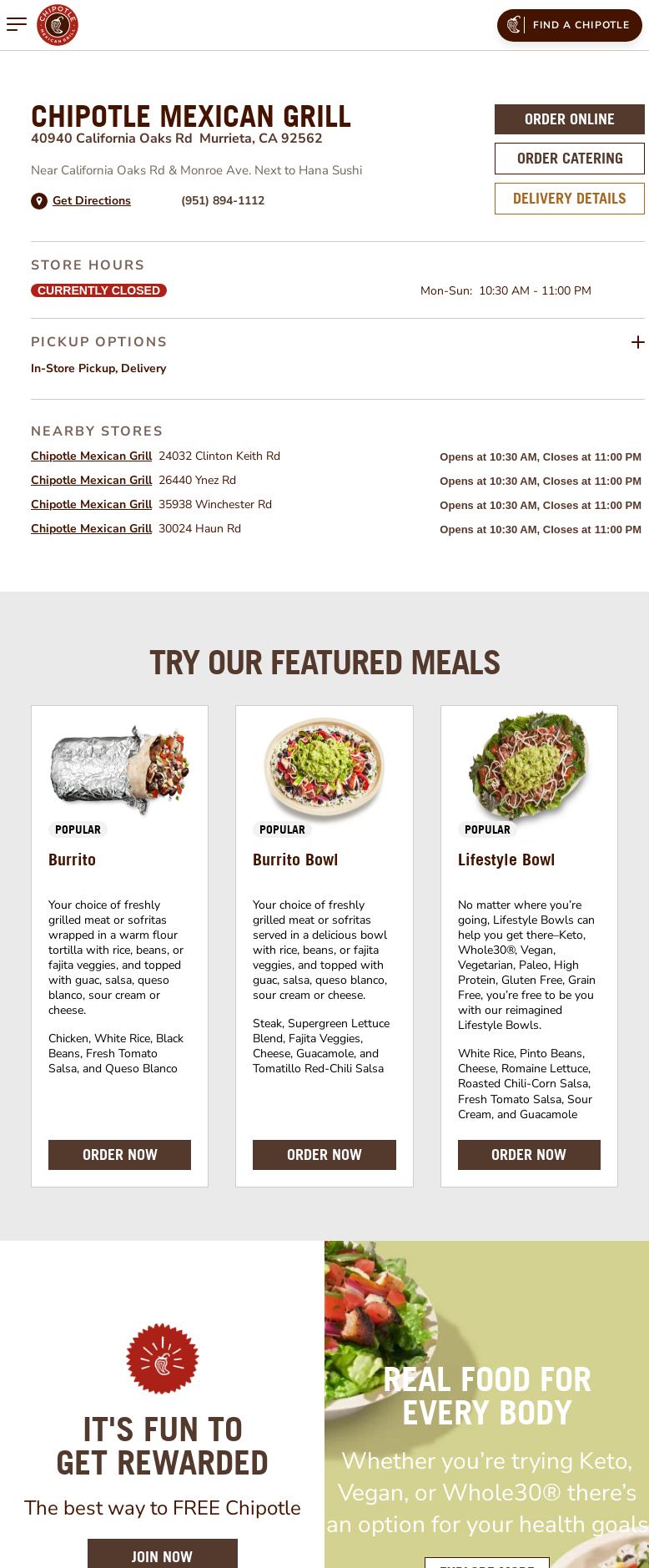 Chipotle Mexican Grill Menu