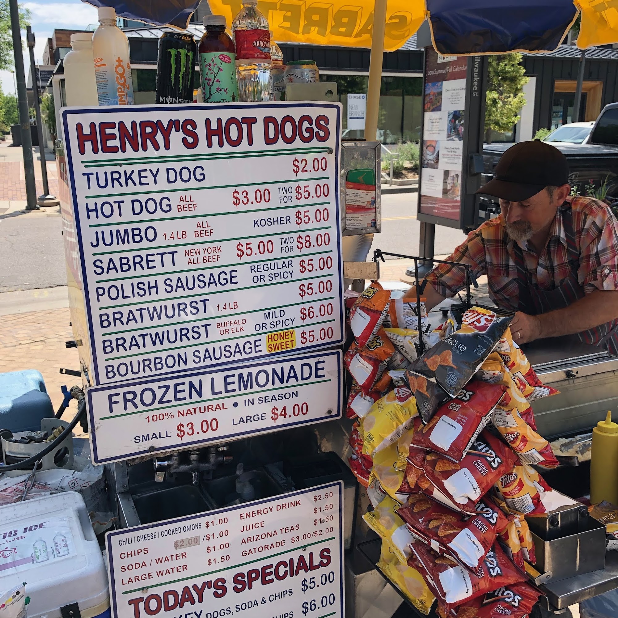 Henry's Hot Dogs Menu