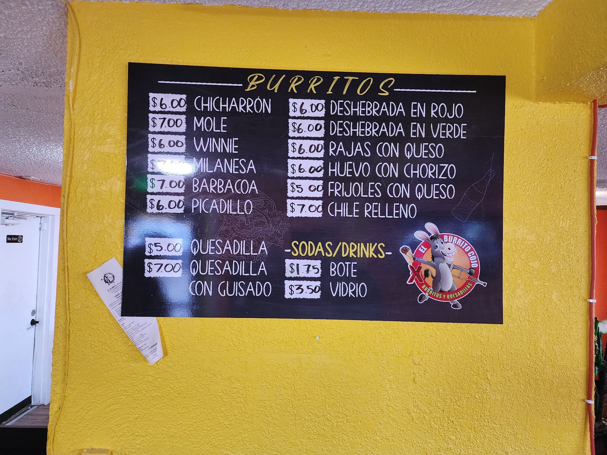 El Burrito Cojo Menu