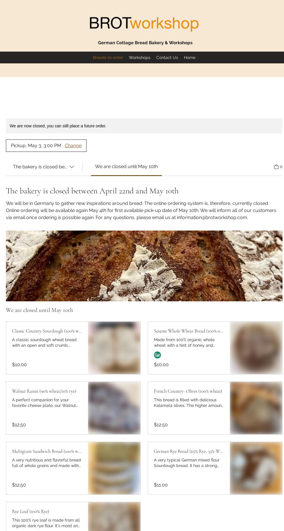 Brotworkshop (Bread Bakery and Workshops) Menu