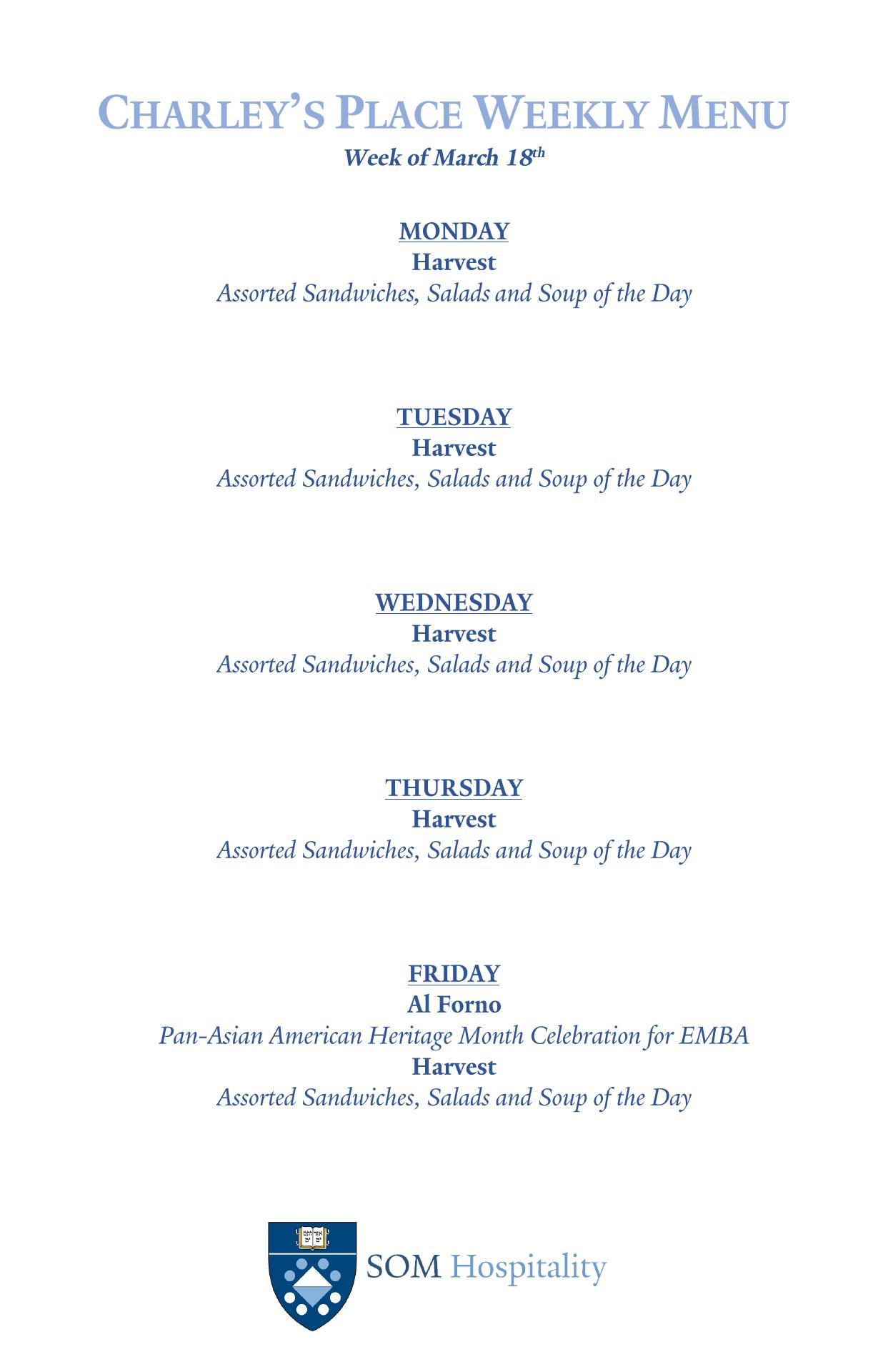 Charley's Place Menu