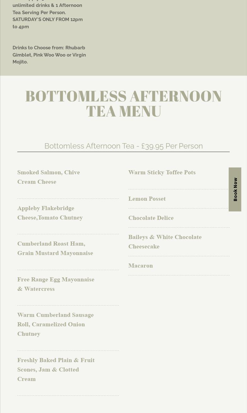 The Conservatory Restaurant Menu