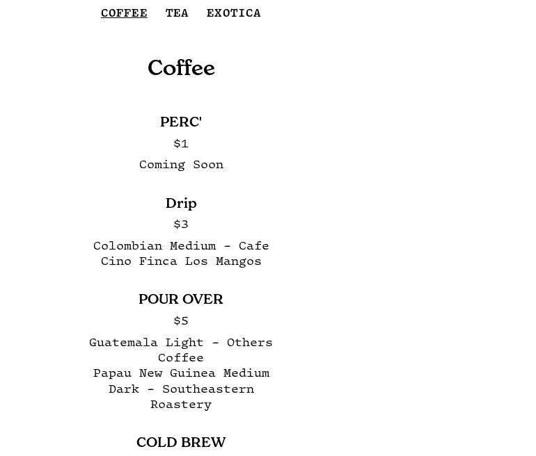 Café Cino Menu