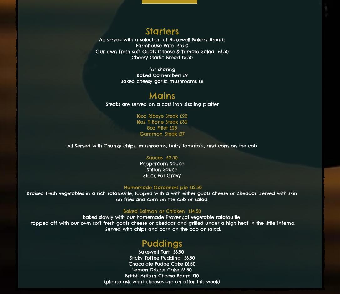 The Bull Shed Menu