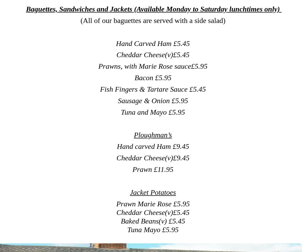 Huntsman & Hounds Menu