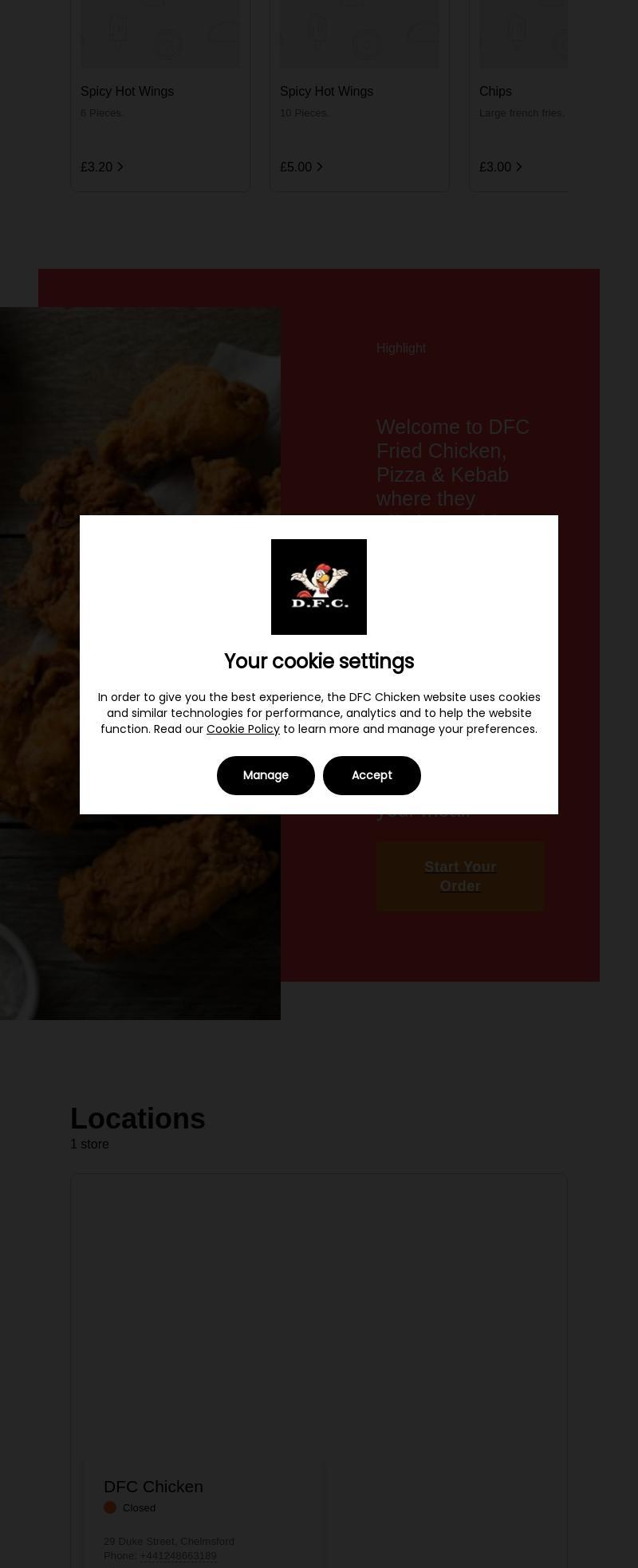 D F C Chicken & Kebabs Menu