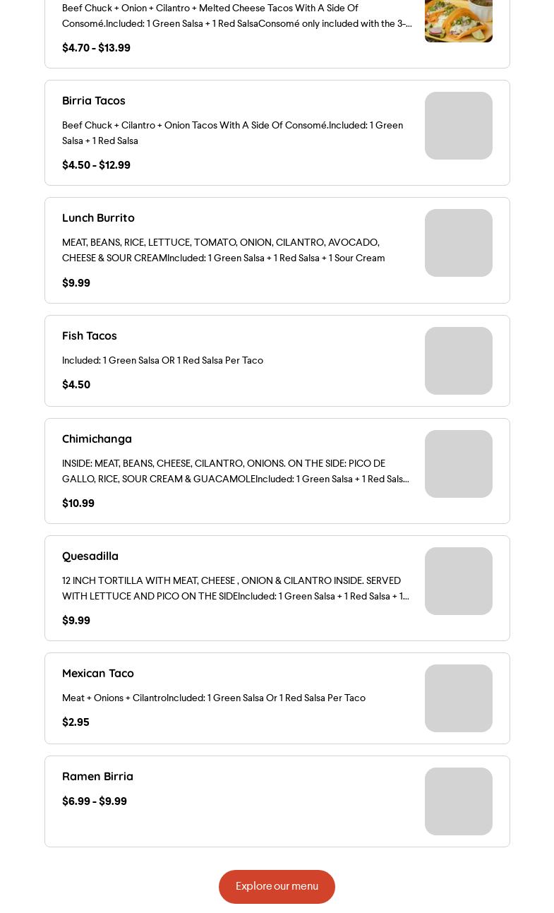 El Senor de Los Tacos Menu