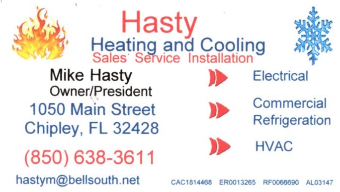 Hasty Heating & Cooling 1050 Main St, Chipley Florida 32428