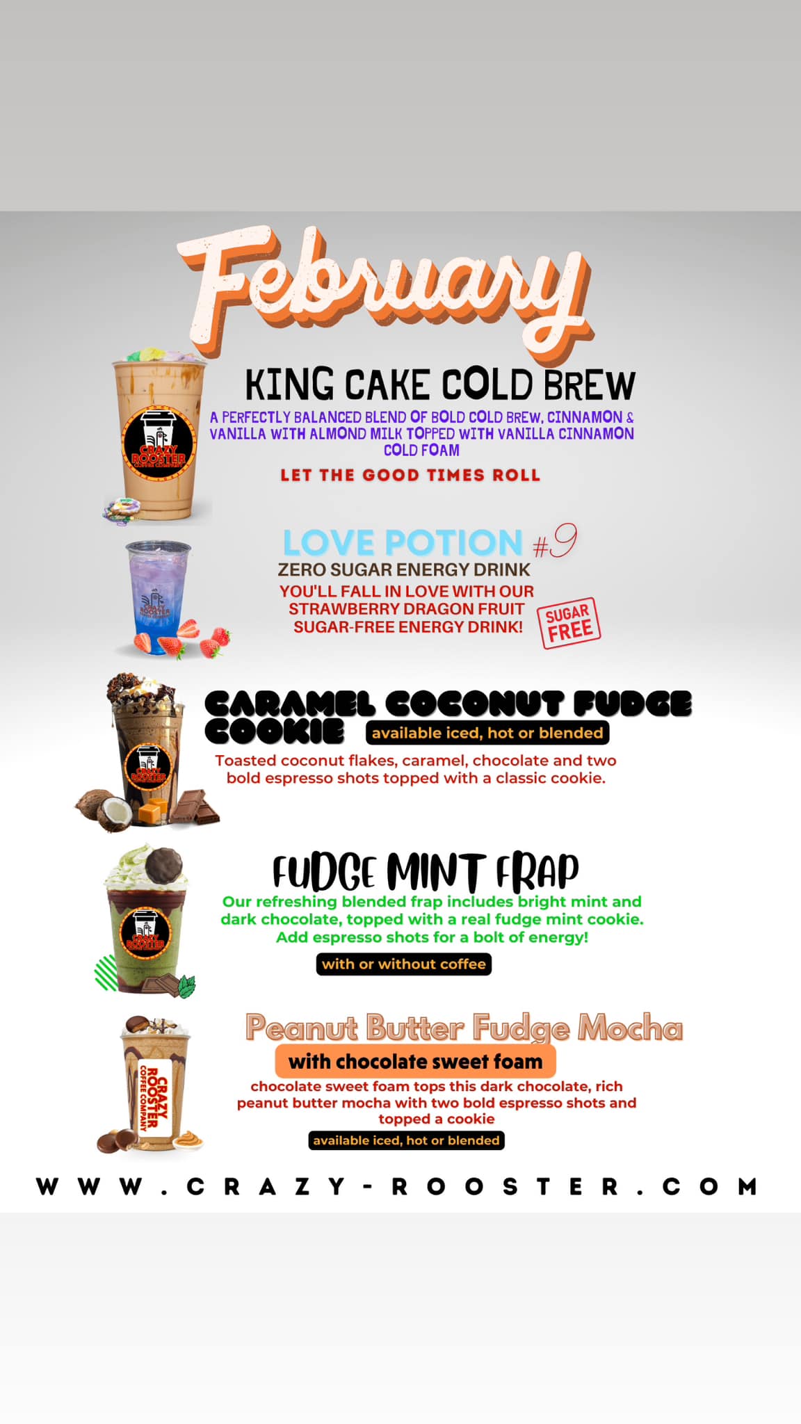 Crazy Rooster Coffee Company Menu