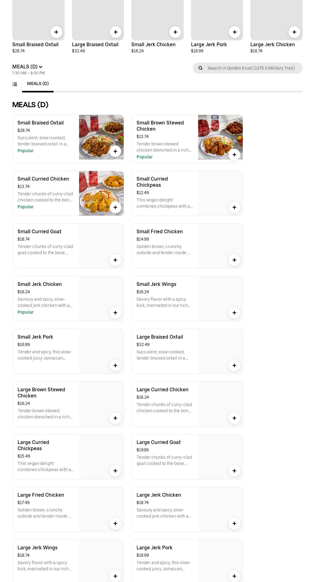 Golden Krust Caribbean Restaurant Menu