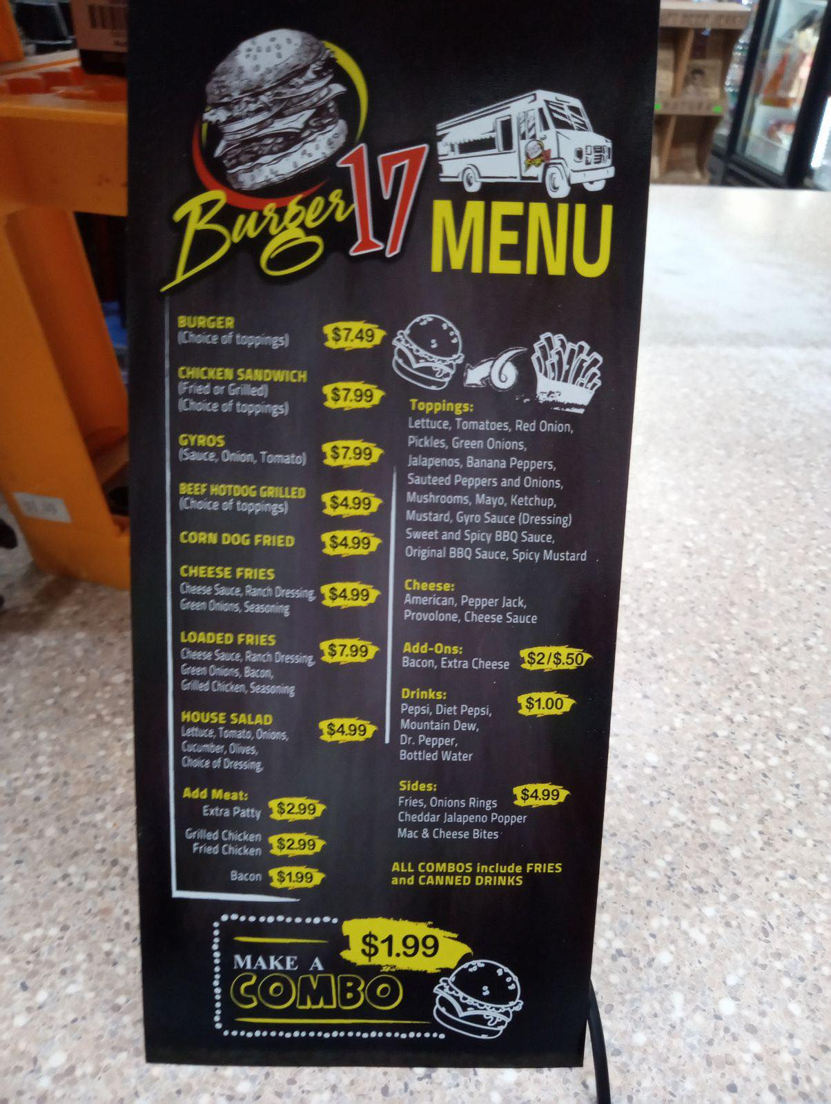Burger 17 Menu