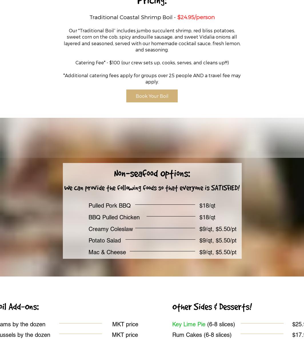 Jax Beach Boil Company Menu