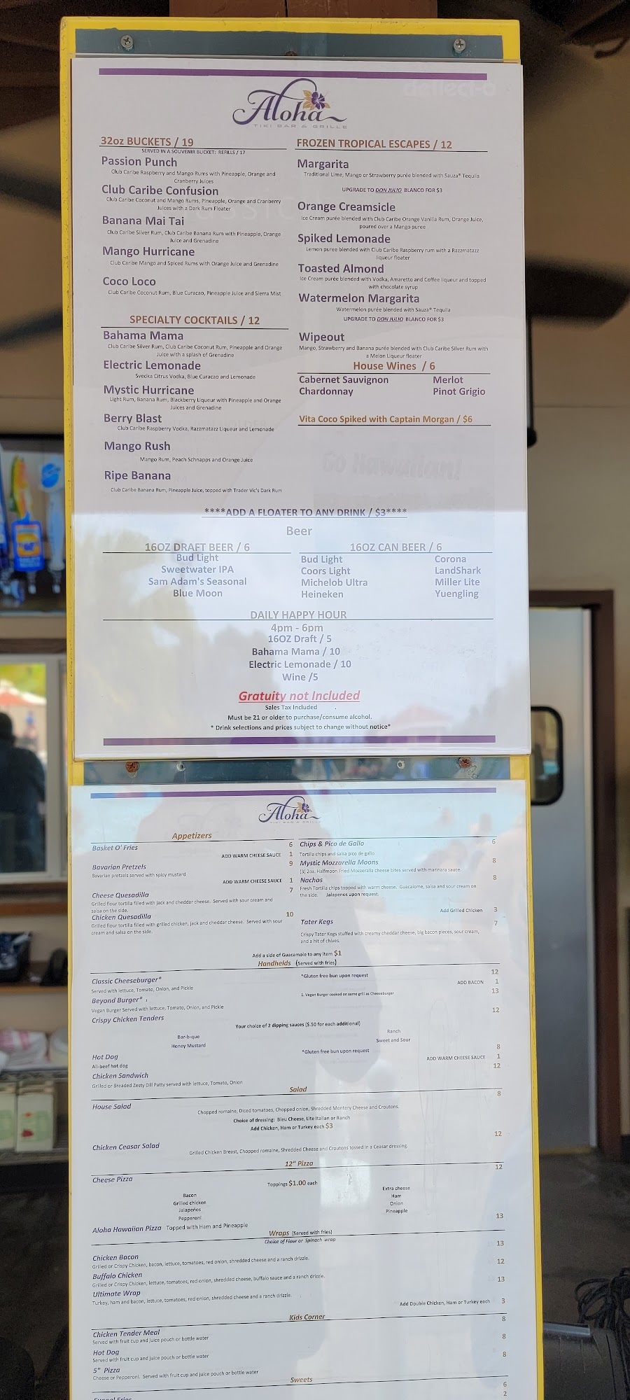 Aloha Tiki BAR And Grill Menu
