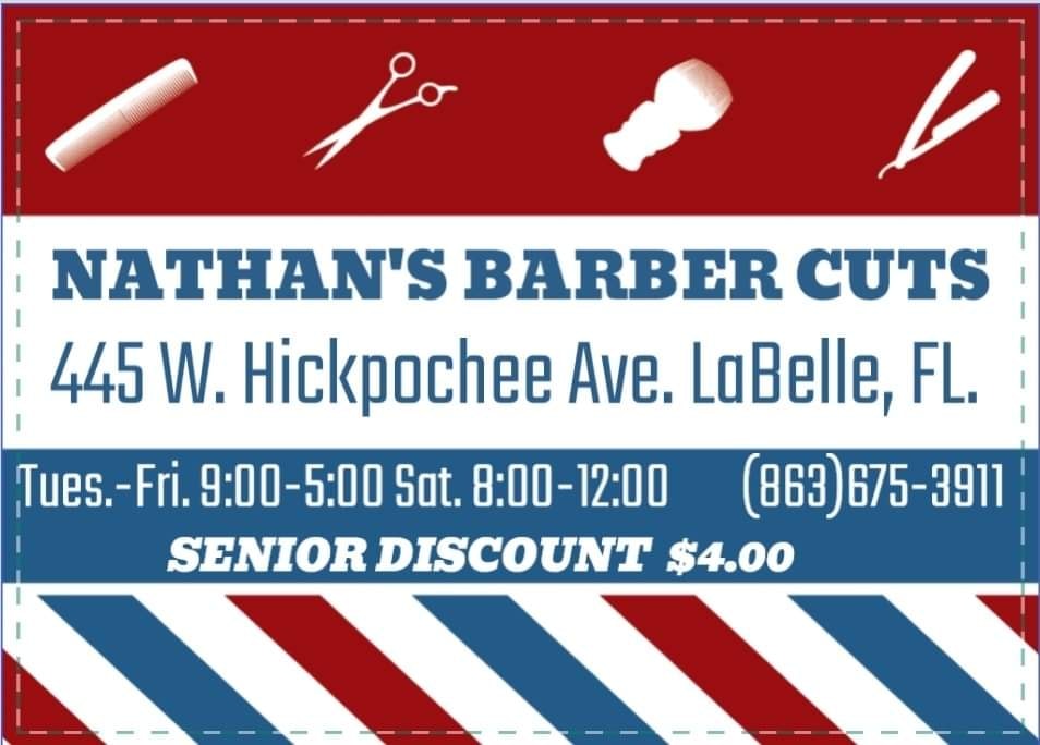 Barber Shop --Nathan's Barber Cuts 445 W Hickpochee Ave, LaBelle Florida 33935