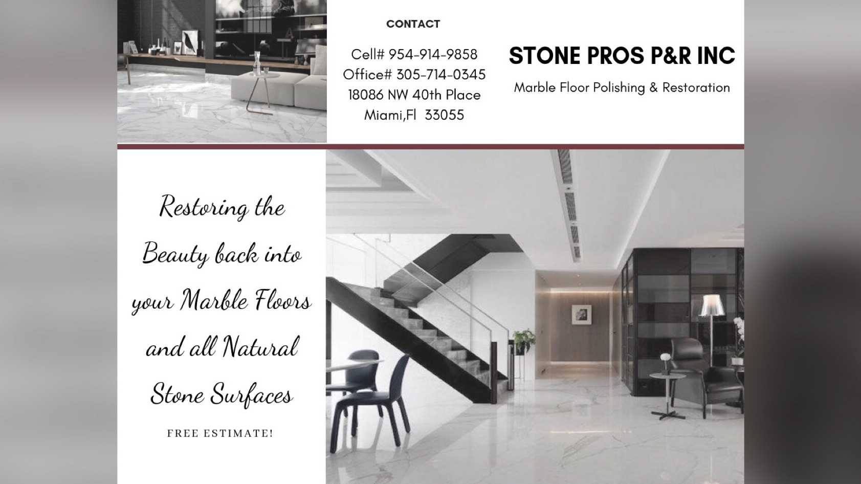 Stone Pros Polishing & Restoration Inc/ Marble Polishing Company