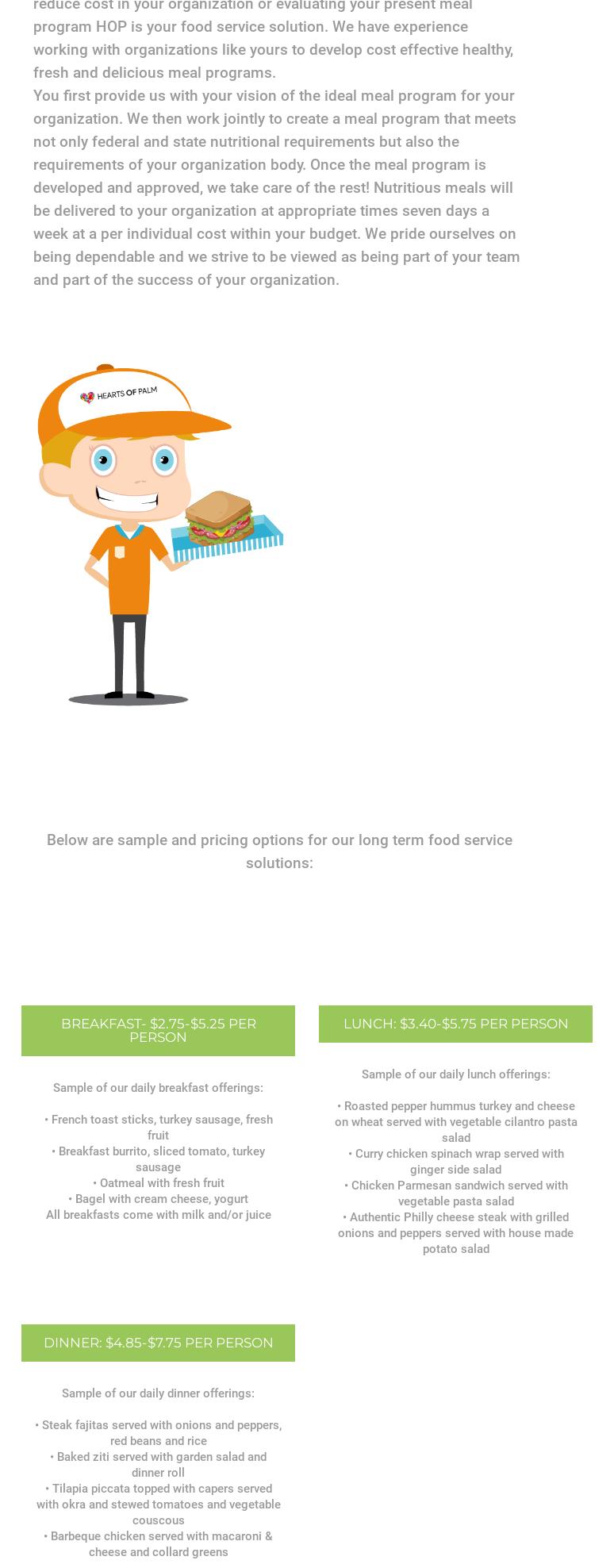 Hearts of Palm Catering Menu