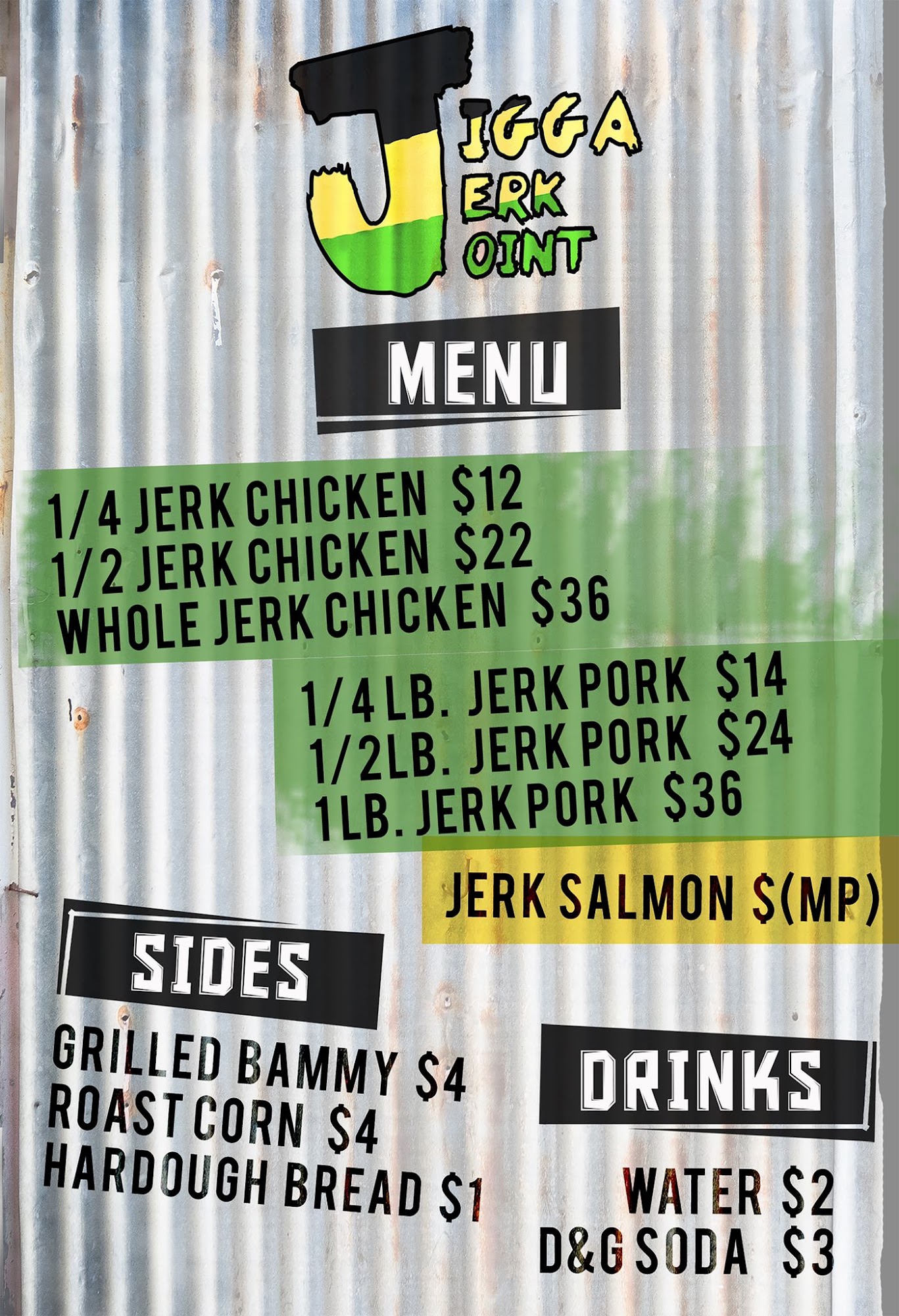 Jigga jerk joint Menu