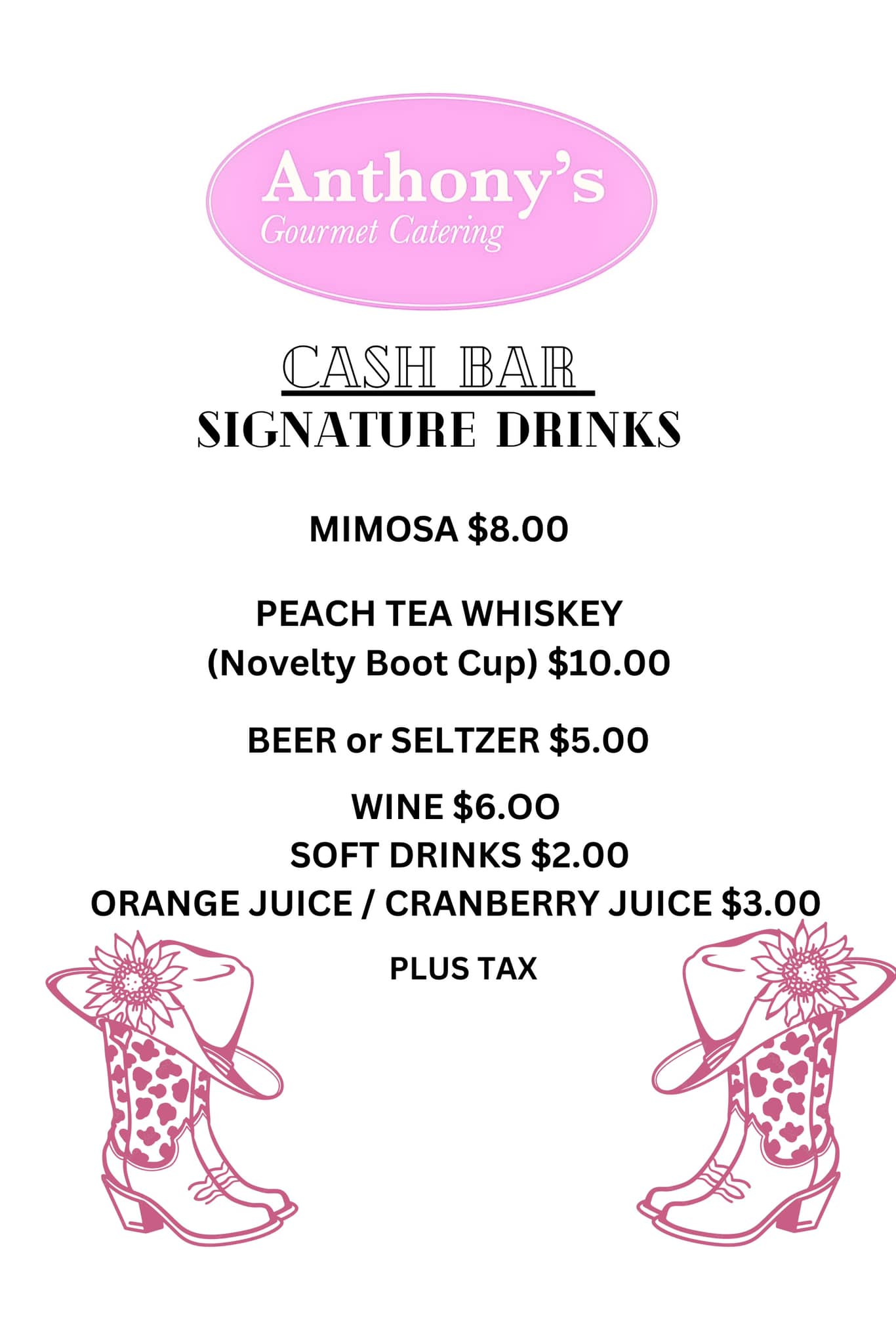 Anthony's Gourmet Catering Menu