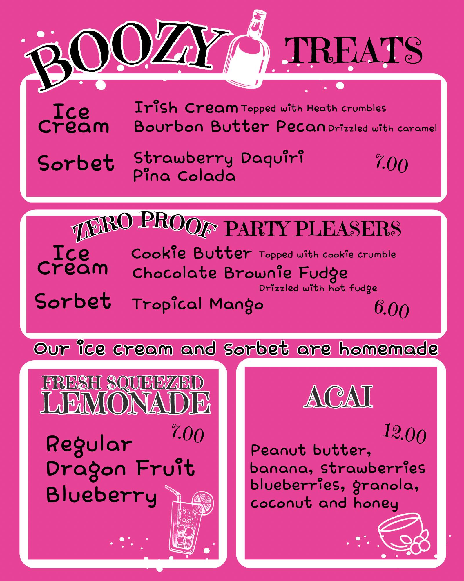 Funky Cow Creamery Menu