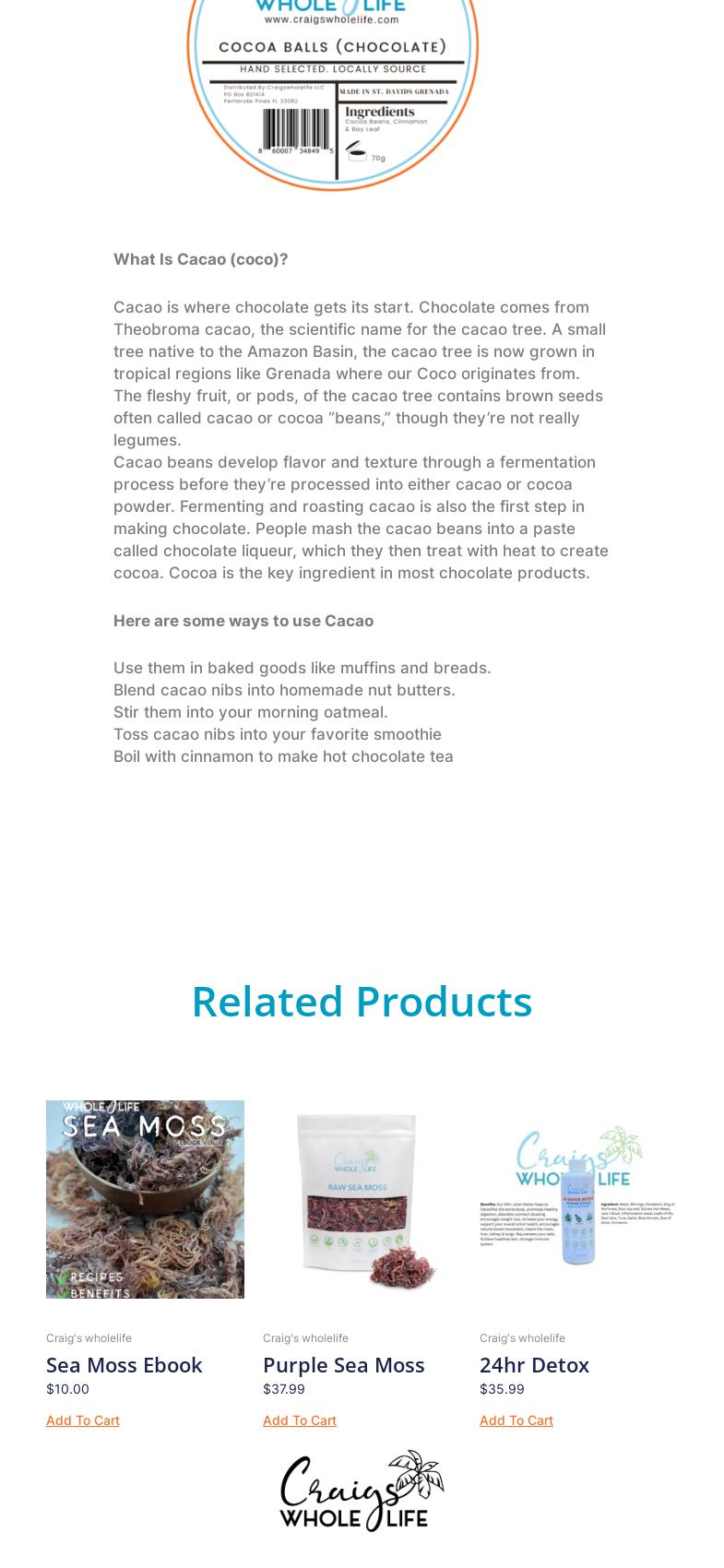 Craig's Whole Life Menu