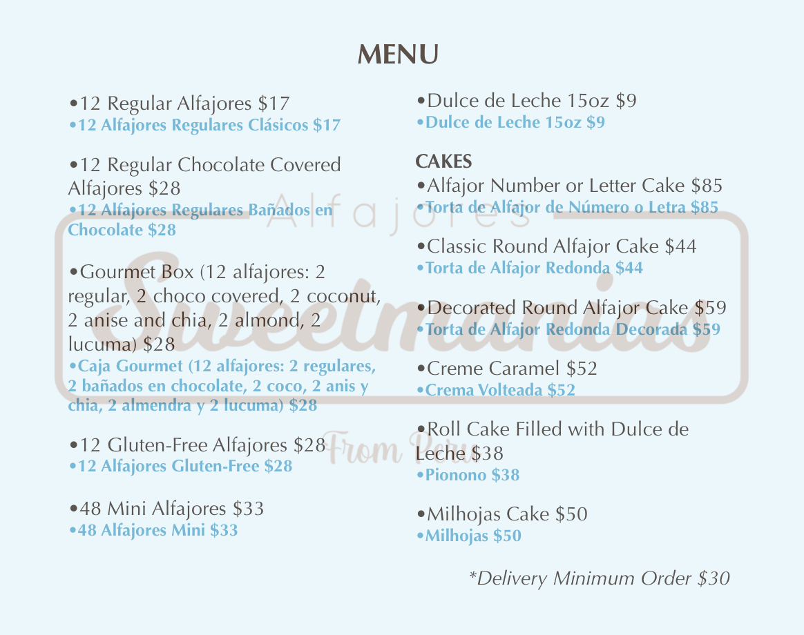 SWEETMANIAS & BRIE Menu